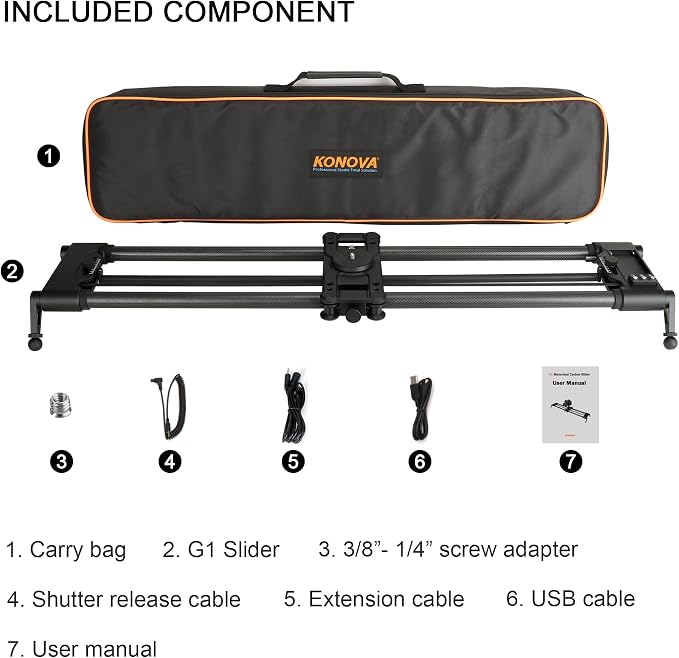 Konova New G1 Wireless Motorized Integrated Carbon Slider - Image 2