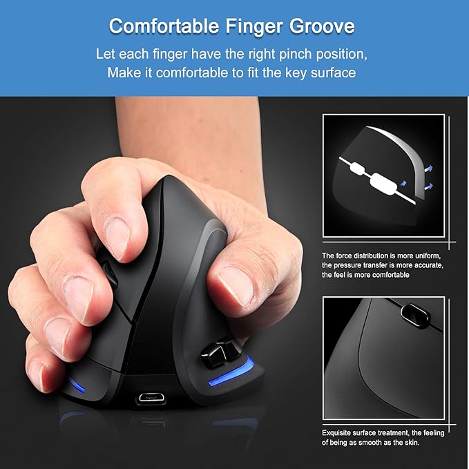 TRELC Ergonomic Mouse, 2.4G Wireless Vertical Optical Mouse - Image 4