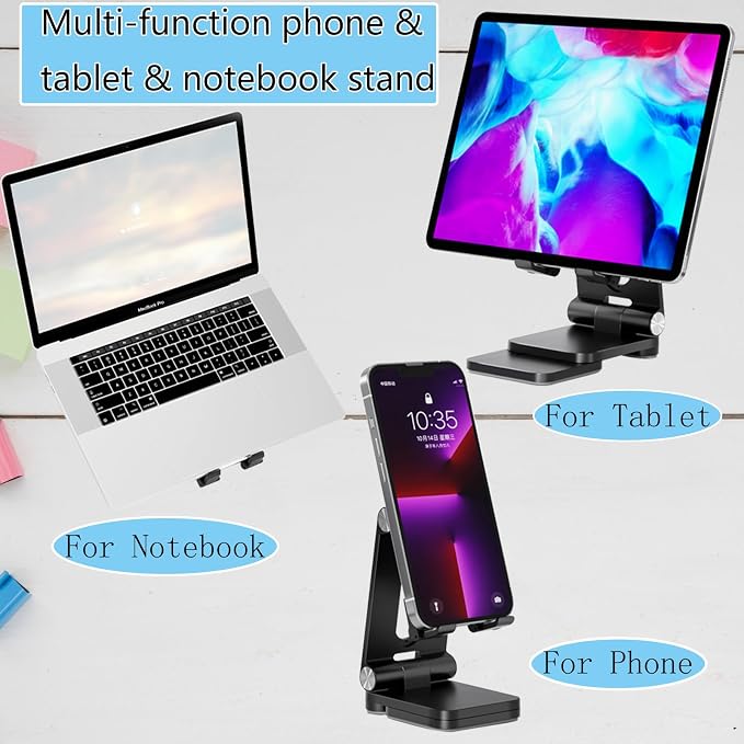 Folding Cell Phone Stand, Laptop Stand, Adjustable Height and Angle Foldable - Image 7