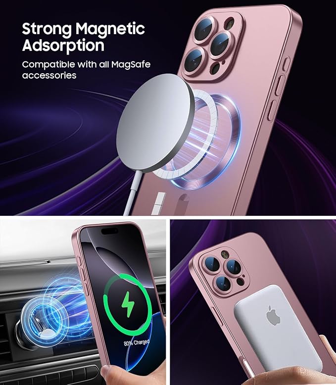 Magnetic for iPhone 16 Pro Case Slim Soft Silicone Bumper Shockproof Metallic - Image 3