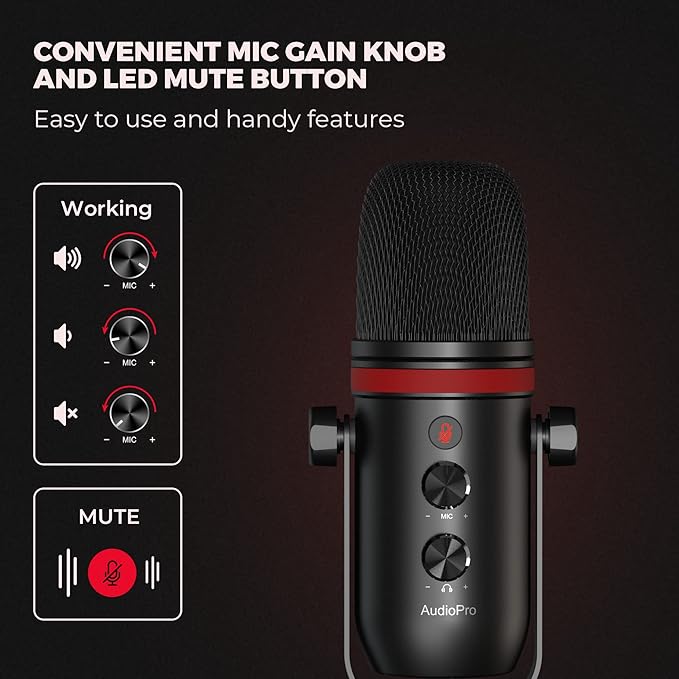 AUDIOPRO USB Microphone, Computer Condenser Gaming Mic - Image 4