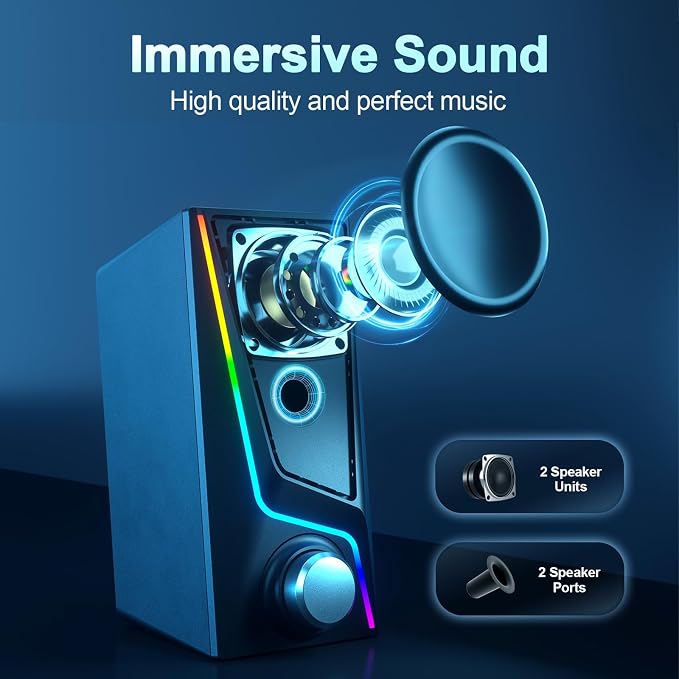 Nylavee Computer Speakers with Subwoofer, 2.1 Hi-Fi PC Speakers System with 6 - Image 2