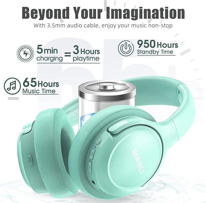 BERIBES Bluetooth Headphones Over Ear, 65H Playtime and 6 EQ Music Modes - Image 3