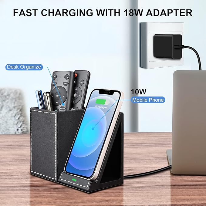 Wireless Charger with Desk Organizer, Wireless Charging Station - Image 2