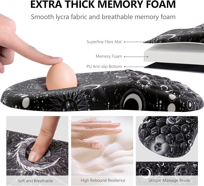 Mouse Pad Wrist Support, 2 in1 Keyboard Wrist Rest+ Ergonomic Mouse Pad - Image 3