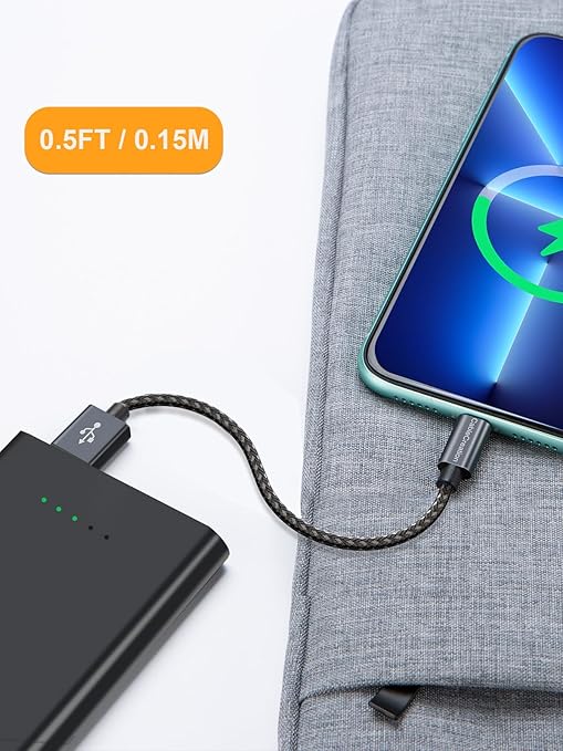 CableCreation Short iPhone Charger Cable 0.5FT/0.15m, USB A to Lightning Cable - Image 4