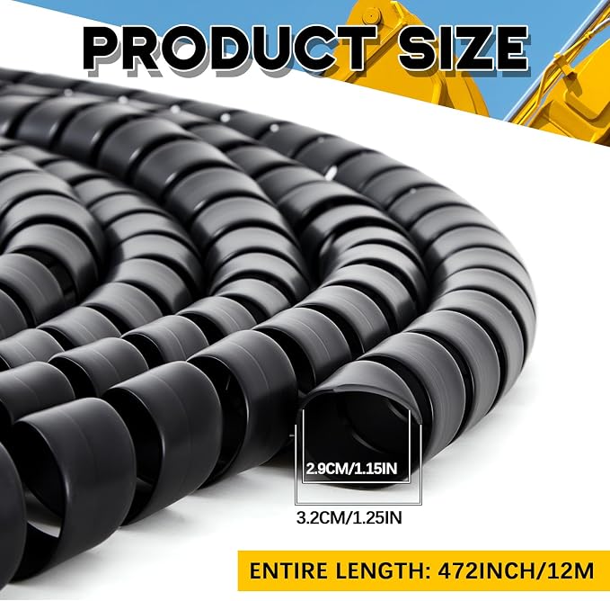 Spiral Wrap Cable Protector, Safe 1.25" Od x 40' Pre Cut Lengths Hydraulic Hose - Image 2