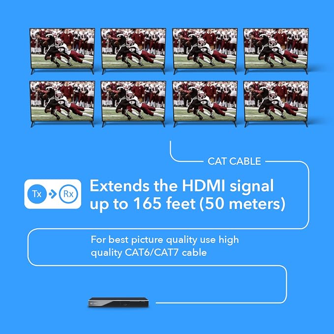 OREI 4K 1x8 HDMI Extender Splitter Multiple Over CAT 6/7 Cable - Image 8