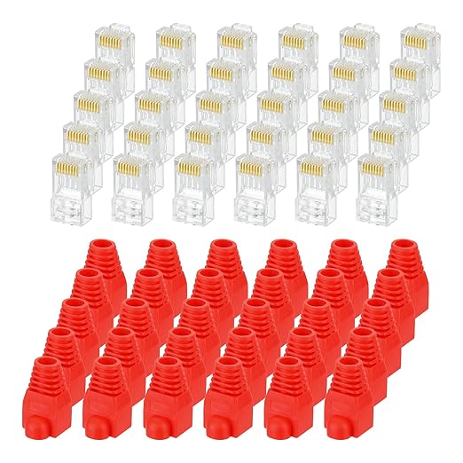 MECCANIXITY 100pcs Cat6 RJ45 Pass Through Connectors, RJ45 Connector 8P8C Gold by MECCANIXITY