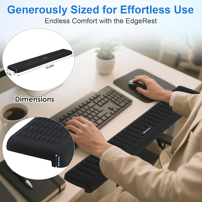 UnivoColors PostureUp L-Shaped Desk Long Wrist Rest Elbow, Memory Foam - Image 3