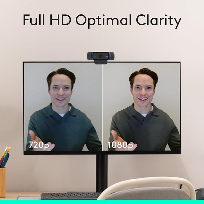 Logitech C920x HD Pro Webcam, Full HD 1080p/30fps Video, HD Light Correction - Image 2