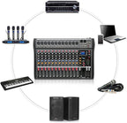Pro 12 Channels Live Audio Mixer Bluetooth USB DJ Sound Mixing Console - Image 5