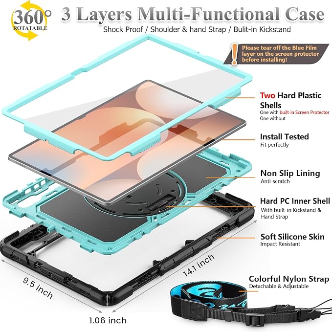 SEYMAC stock Case for Samsung Galaxy Tab S10 Ultra / S9 Ultra Tablet Case 14.6'' - Image 6