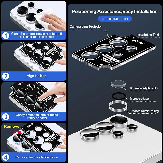 for Samsung Galaxy S25 Ultra Camera Lens Protector, Individual Metal Ring - Image 6
