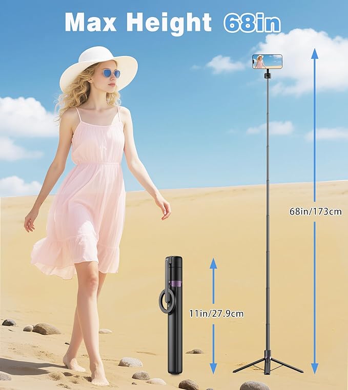 TONEOF 68" Magnetic Selfie Stick Tripod - Image 4