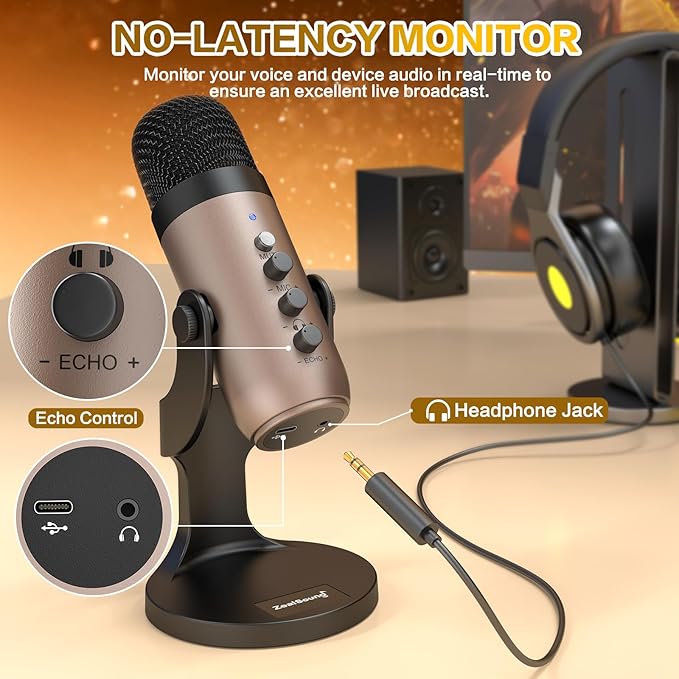 ZealSound Podcast Microphone for PC, Noise Cancellation USB Mic - Image 4