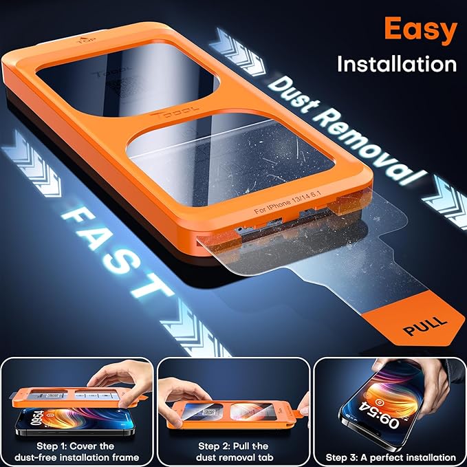 TOCOL for iPhone 14 Screen Protector 9H Hardness Military Grade Shatterproof HD - Image 2