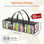 Lifewit CD Storage Bags 10 Pack, Front Window Zipper Design, Stackable Media - Image 2