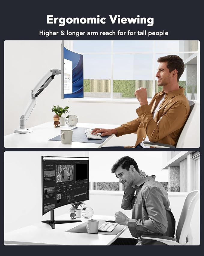 HUANUO Single Monitor Arm for 40 inch Screens, Ultrawide Computer Monitor Mount - Image 5