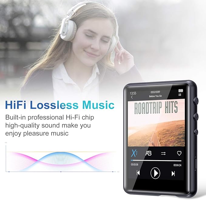 MP3 Player with Bluetooth 5.3, Portable HiFi Lossless Sound Music Player with - Image 8