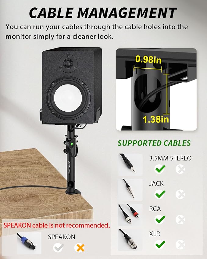 Set of 2 Dual Side Clamping Studio Monitor Stands Desktop Clamp Speaker Stands - Image 5