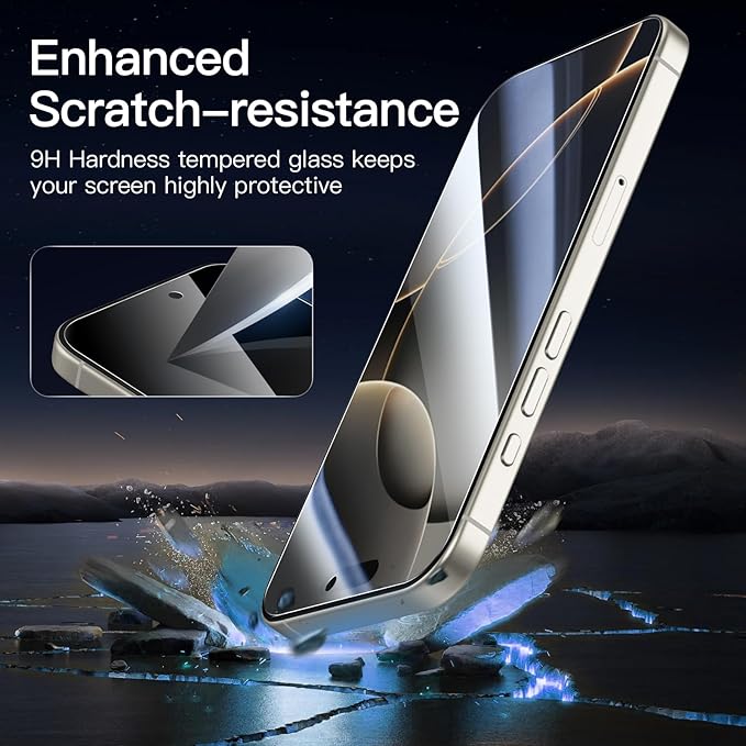 NEW'C 3 Pack Privacy for iPhone 16 Pro Screen Protector, Anti-Spy Tempered - Image 6