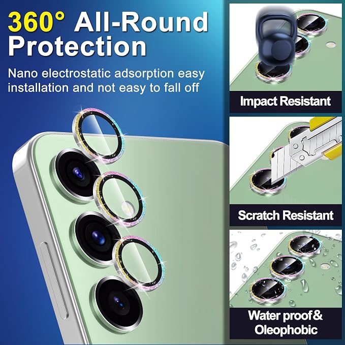 for Samsung Galaxy S24 FE Camera Lens Protector, Individual Metal Ring Tempered - Image 3