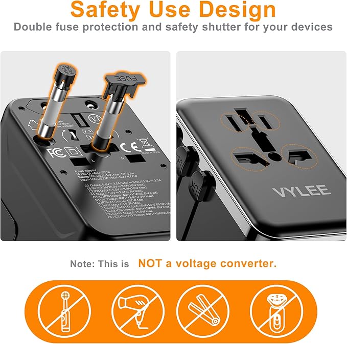 VYLEE 70W GaN International Travel Adapter, Universal Power Adapter - Image 6