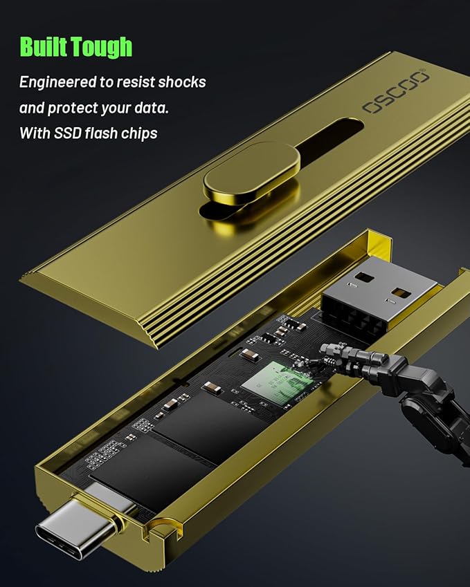 1TB USB SSD Flash Drive, USB 3.2 Gen2 Type-C & USB-A Dual Thumb Drive, External - Image 4