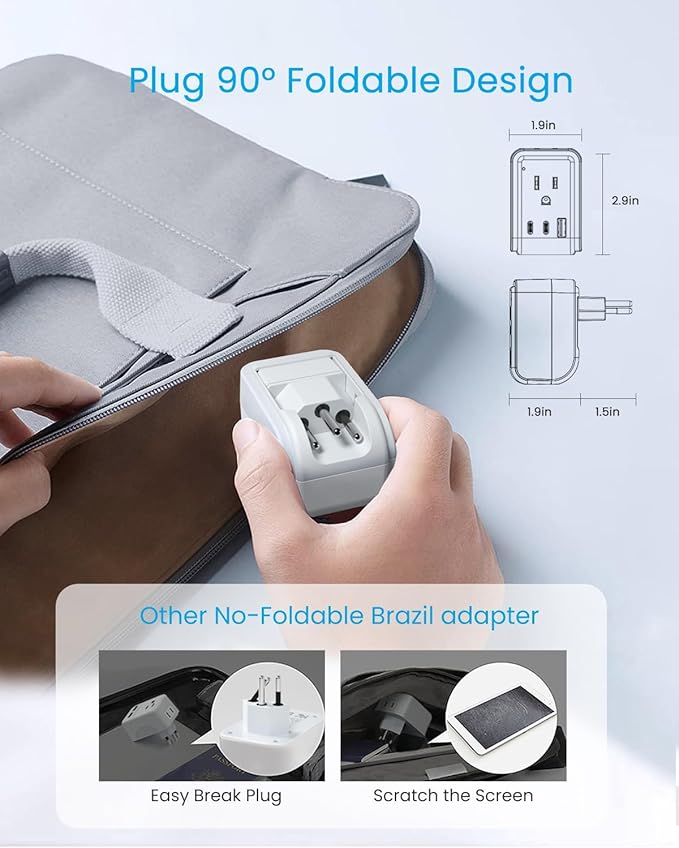 2 Pack Brazil Power Adapter, VINTAR Foldable Type N Plug Adapter - Image 2