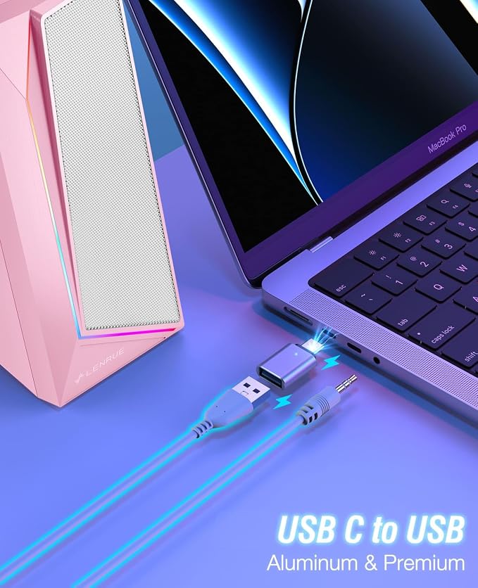 LENRUE Computer Speakers, USB/USB-C Powered PC Speakers - Image 6