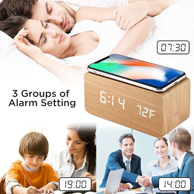 OCT17 Alarm Clock with Qi Wireless Charging Pad Compatible with iPhone Samsung - Image 7