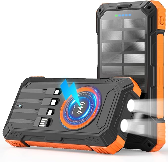 Solar Charger Power Bank 49800mAh Wireless Portable Phone Charger, 22.5W QC3.0 by YOLOSKS