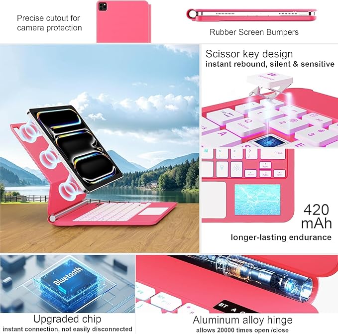 for iPad Pro 13 Inch Case with Keyboard，Magic-Style Magnetic – 7 Colors - Image 4