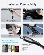 USB C Cable for Car 3FT/6FT, Coiled USB C to USB C Cable Fast Charging 66W - Image 8