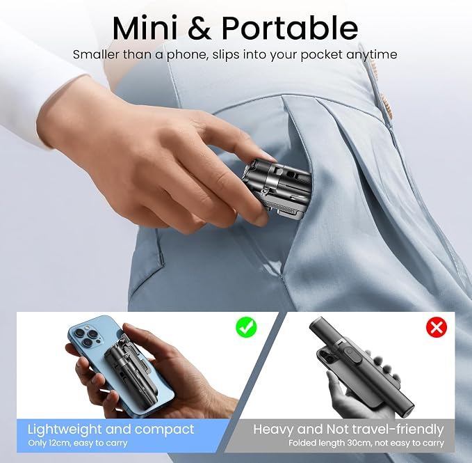 Mini Tripod with Dual Fill Lights, Portable Selfie Stick with Wireless Remote - Image 3