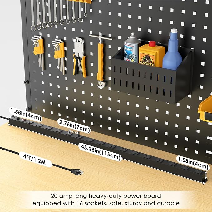 JUNNUJ Long Metal 16 Outlet Power Strip, Heavy Duty Power Strips Surge - Image 2