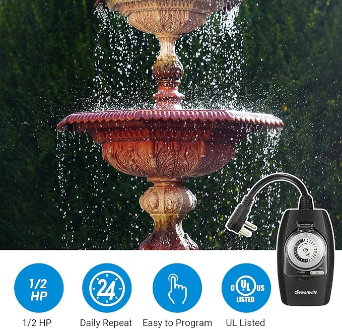 DEWENWILS Outdoor Light Timer Waterproof, 24-Hour Programmable Plug in Timer - Image 5