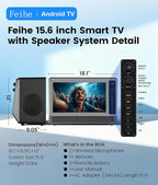 Feihe 15.6” Small Smart TV Built-in Bluetooth Speaker System, 200W Peak Power - Image 7
