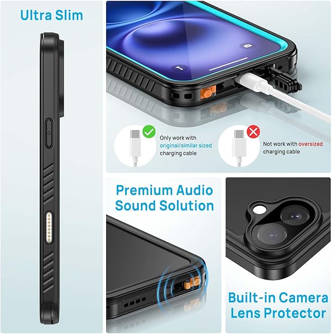 Lanhiem for iPhone 16 Case, IP68 Waterproof Dustproof Shockproof Cases - Image 5