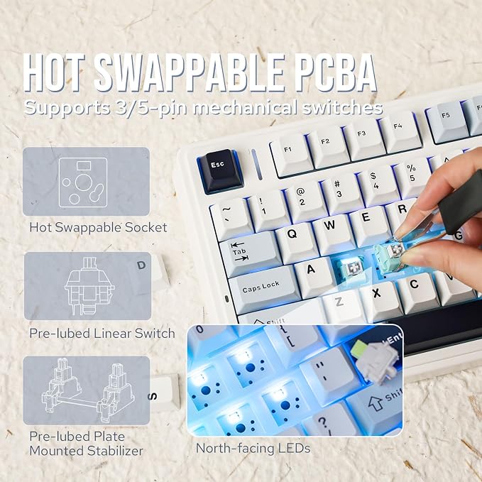 EPOMAKER x Aula F75 Gasket Mechanical Keyboard, 75% Wireless Hot Swappable - Image 4