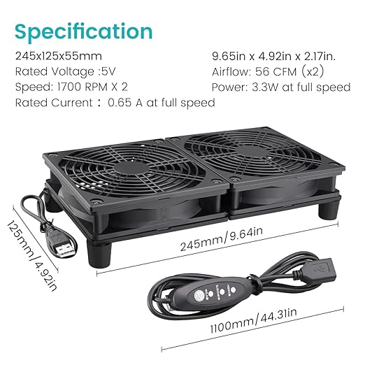 Wathai High Airflow Router Cooling Fan - Image 2
