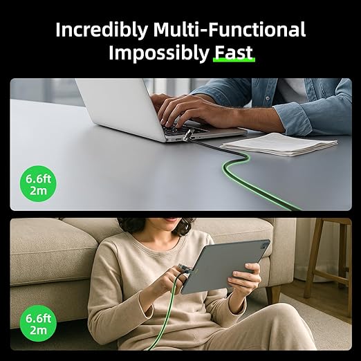 MFish 4-in-1 USB C Charging Cable, 6.6Ft Type C to Type C Cable, 240W Fast - Image 4