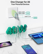USB C Wall Charger 2-Pack, 40W 4-Port USB C Charger Block PD Power Delivery - Image 3