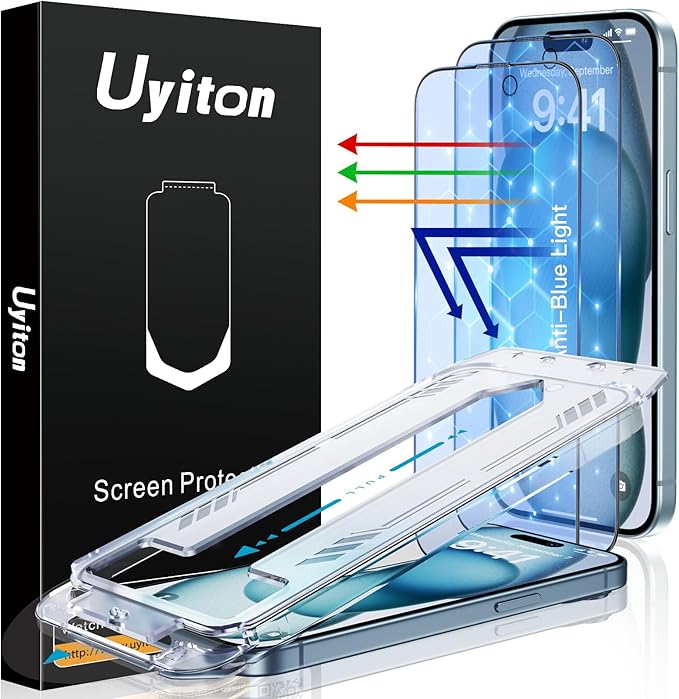 Uyiton Anti-Blue Light for iPhone 15 Screen Protector by Uyiton