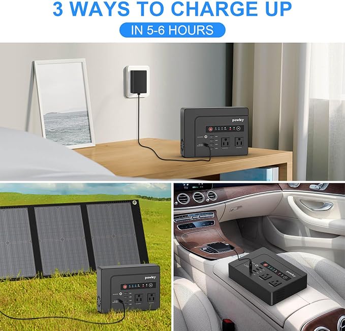 Powkey Portable Power Station 200W, 146Wh Portable Solar Generator Battery Pack - Image 5