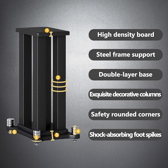 A Pair of Speaker Stands, Bookshelf Speaker Stand Steel Frame Support - Image 5