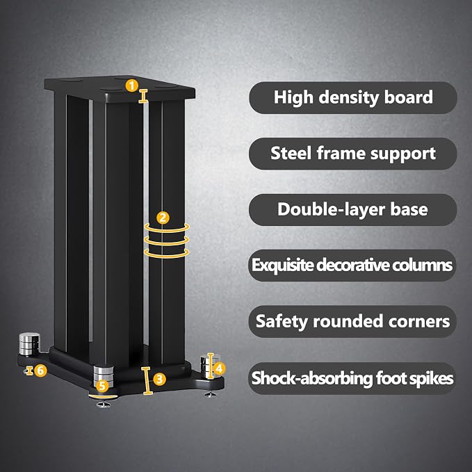 A Pair of Speaker Stands, Bookshelf Speaker Stand Steel Frame Support - Image 4
