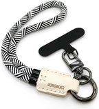 Handmade Cowhide Leather Phone Wrist Strap, Universal Adjustable Key Lanyard by Rongboer
