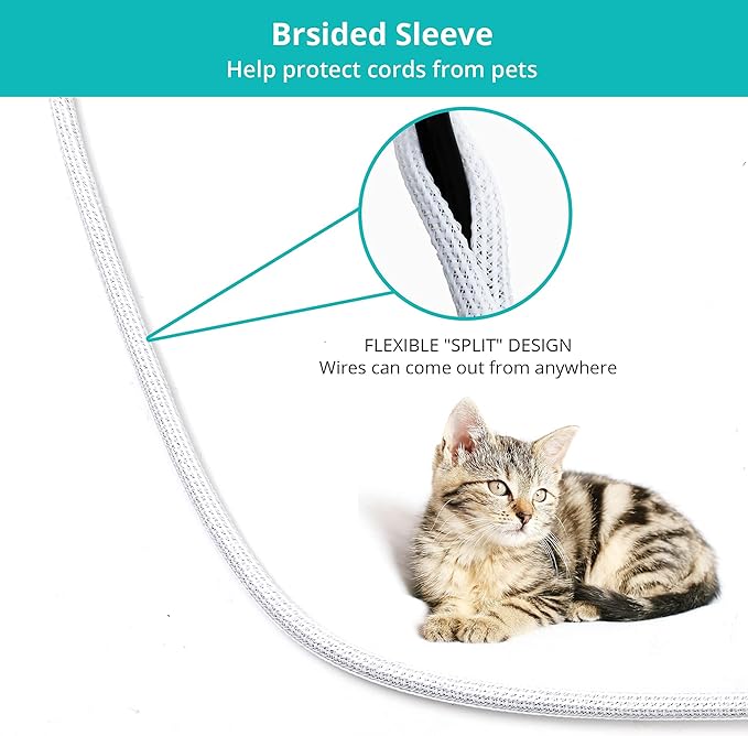 20ft - 1/4 inch White Cable Sleeve, Cable Organizer - Image 5